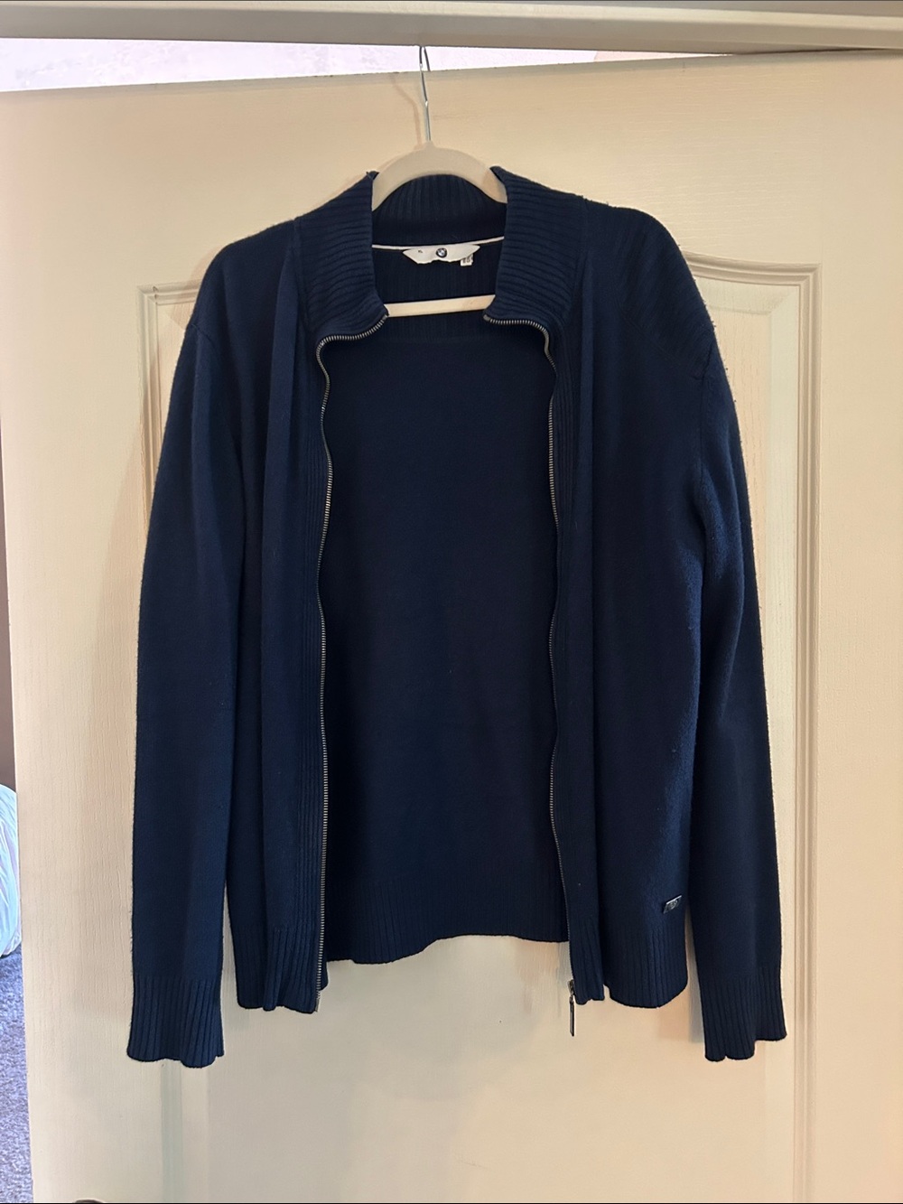 BMW Men's Navy Full-Zip Knit Sweater